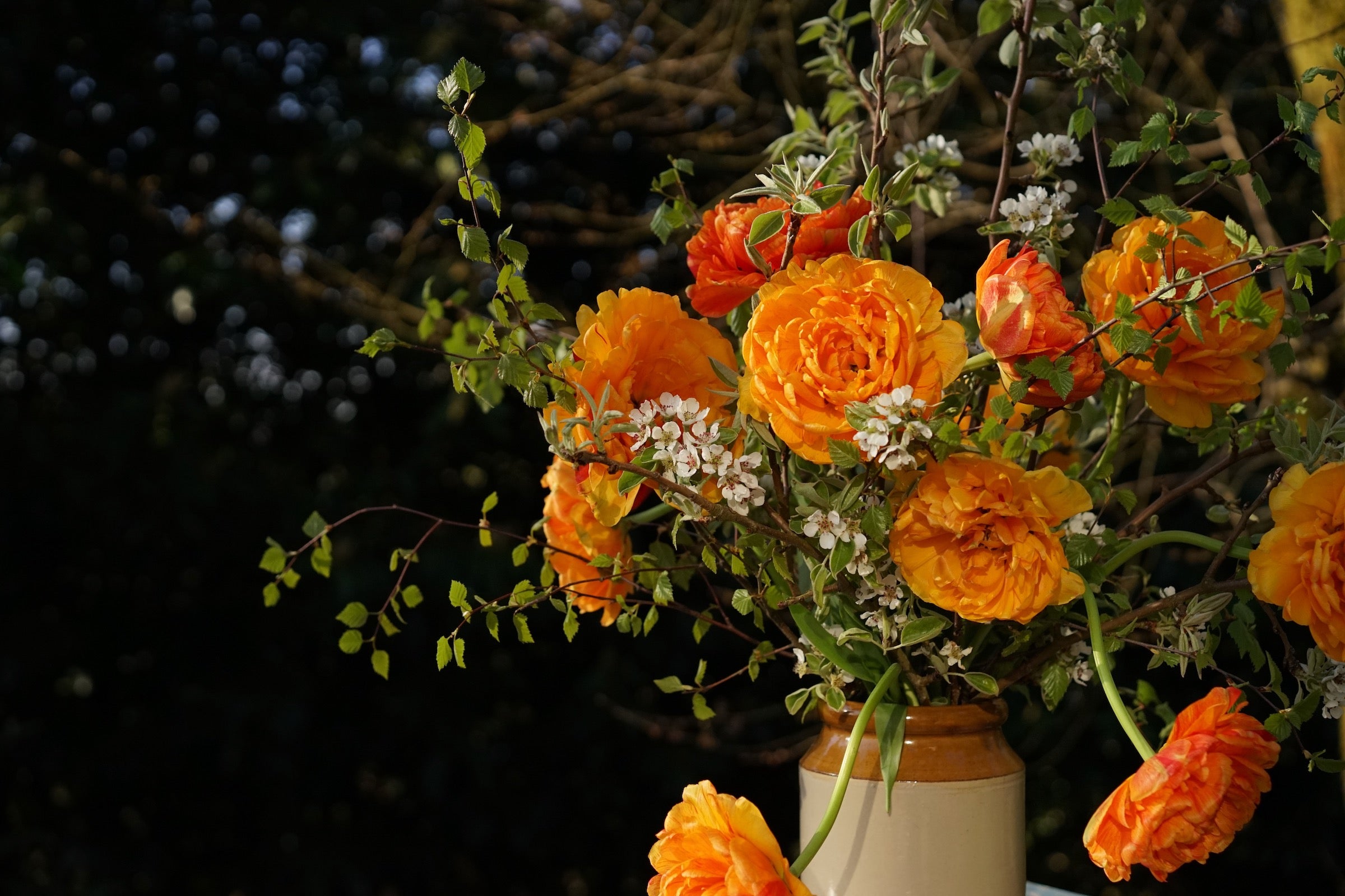 Spring bouquet with tulips and apple blossom